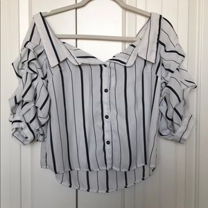 Charlotte Russe Striped Off-the-Shoulder Blouse